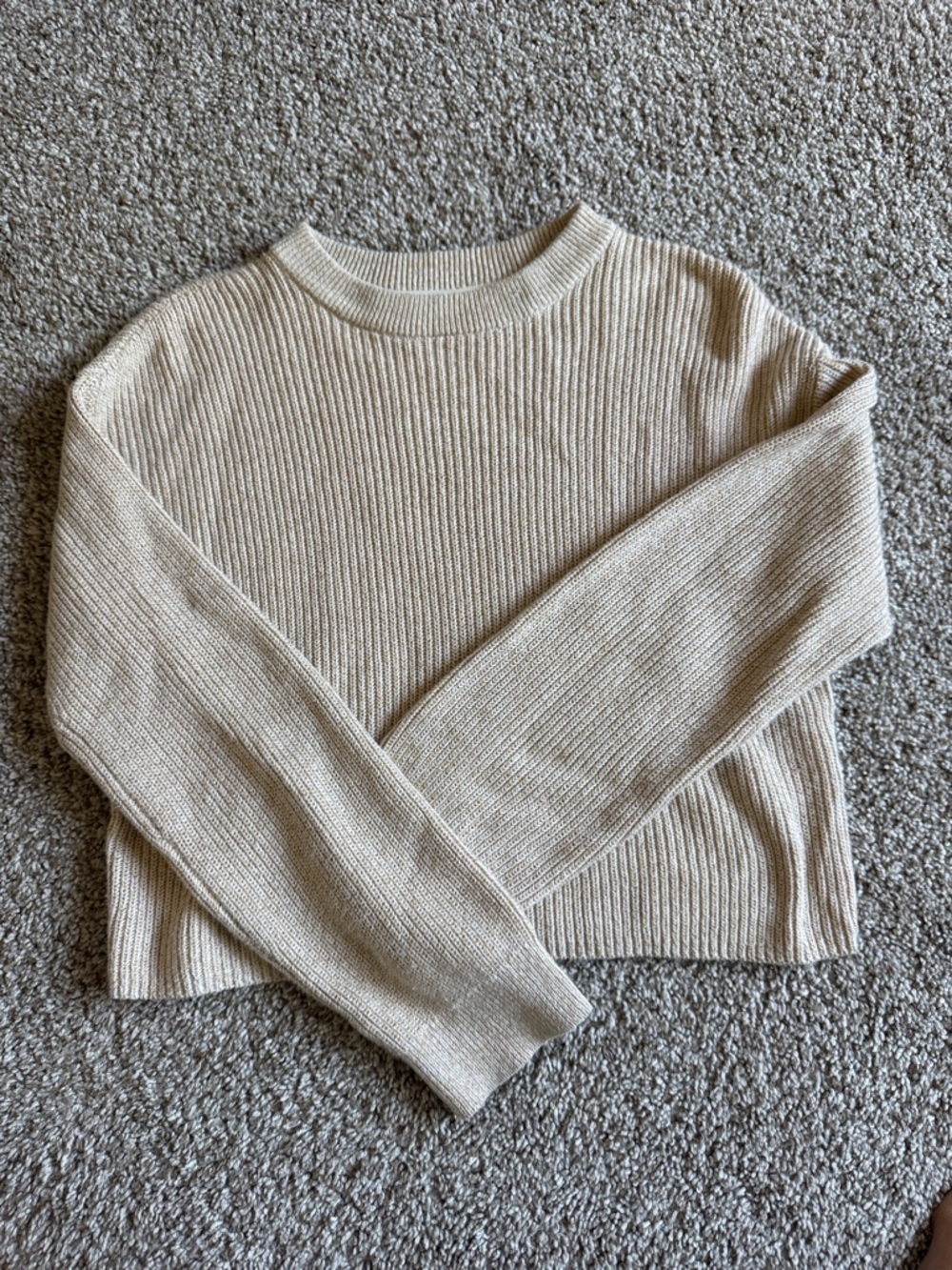 H&M Cozy Ribbed Crewneck Sweater - Light Beige
